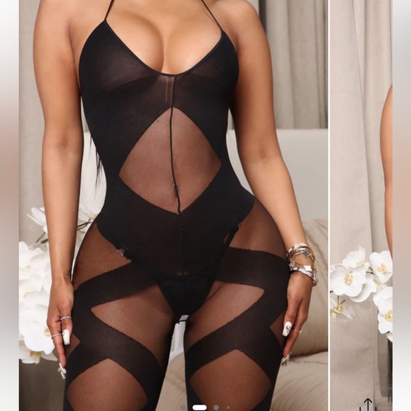 Fashion Nova Black Sheer Cut-Out Chemise - Picture 2 of 3